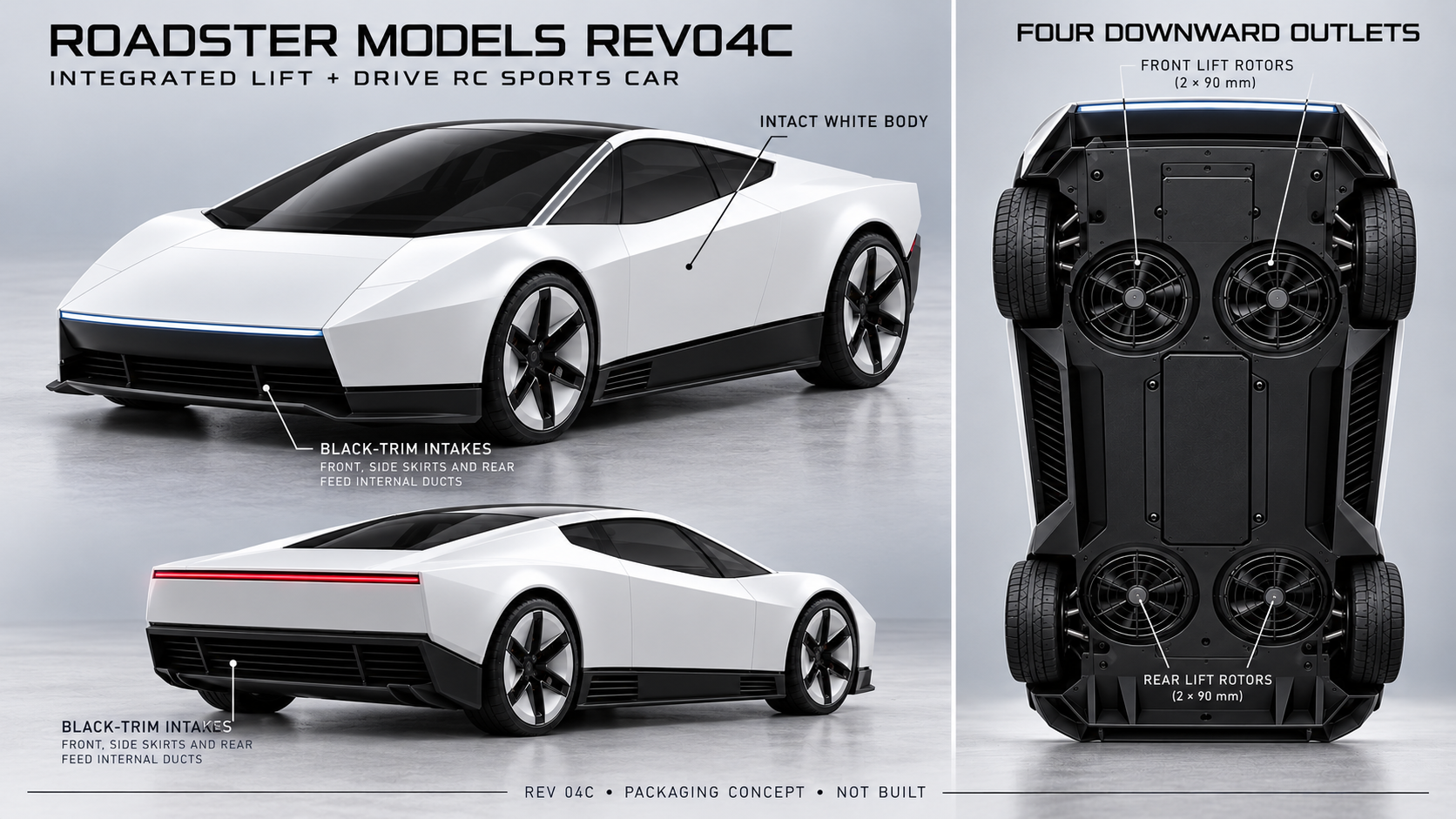Rev04C front, rear and underside concept board